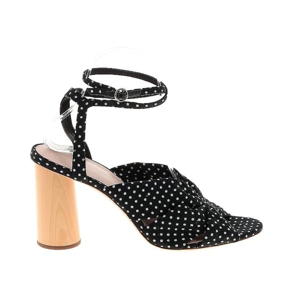 Loeffler Randall Shoes - Loeffler Randall Tatiana Black & White Polka Dot Sandal  Rounded Wood Heel 9 1/2